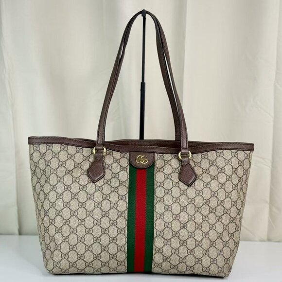 Gucci Handbags - Gucci GG Logo Supreme Ophidia Shoulder Bag Tote with Iconic Red Green Stripes